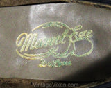 Size 6 1940s Navy Shoes - Dark Blue Leather Pumps with Classic Design - WWII Era 40s Deadstock High Heels - Size 6A and 6AA Narrow MISMATCH