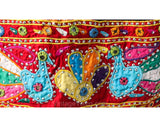 XL 1980s Bohemian Skirt - Black Boho Hippie Plus Size with Vivid Appliques Sequins & Mirrors - 80s 90s Fiesta - Size 20 22 - Waist up to 42