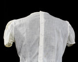 Size 6 1940s Peasant Blouse - Fresh White Cotton Short Sleeved Top with Daisy Eyelet Embroidery - 40s Spring Summer Sheer Shirt - Bust 34