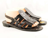 Size 9 Unworn Leather Sandals - Dark Brown Gladiator Style 60s Shoes - Made in Italy - Roman Soldier Summer Sandal - 1960s NOS Deadstock