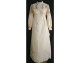 Size 6 Wedding Dress - 1960s Bow-Accented Empire Bridal Gown with Detachable Cathedral Train - Antique Style - NWT - Bust 34 - 31815-1