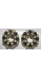 Beautiful Smoke Rhinestone Circle Pin & Earrings - Joseph Warner - Winter - Gray Glass 1950s Designer Brooch - Mid Century Chic - 28146-1