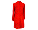 XL 1980s Red Dress - Art Deco Bubble Print Tent Dress - Size 18 Full Flared Breezy Shift - Tied Collar - Long Sleeve Casual A-Line - Bust 46