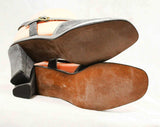 Size 8 Sandals - Gray Suede 1970s Shoes with Silver Trim - Grey 70s Heels - Open Toe Pumps - Hush Puppies - 8 N Narrow - NOS Deadstock