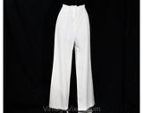 Size 6 Pant Suit - Small 1970s 80s Summer Chic Pantsuit - Breezy Cowl Tank Top & Tailored White Crepe Wide Leg Trouser Set - Waist 25.5