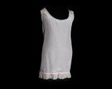 20s Baby Girls Summer Slip - 1920s 30s Pink Crepe Toddler's Chemise - Size approx 18 Months - Childs Flapper Style - Lace Trim - 26888-1