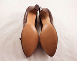 Size 7 Leather Shoes - Unworn High Quality Chocolate Brown Pumps by Enna Jettick - Sophisticated Secretary Chic 1960s Deadstock - 47659-1