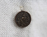 Size 8 Fair Isle Cardigan - 1960s Black & White Scandinavian Style Button Up Sweater - 60s Preppie Winter Knit - Heraldry Buttons - Bust 35