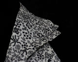 Size 8 Sun Dress - 1950s Black & White Floral Clover Cotton Halter - Girl Next Door 50s Summer Pin Up Frock - Full Circle Skirt - Waist 27