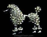 50s French Poodle Pin - Elegant Rhinestones & Silver Tone Metal - 1950s Novelty Dog Brooch - Classy Animal Lover Gift Idea - Fancy Puppy