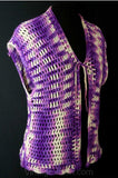 Size 8 Purple Vest - 1970s Brindled Hippie Knit Vest - Marled Ombre Boho Bohemian 70s - Hand Knitted - Cute - Bust 35 - 38084-1