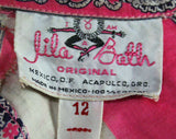 Size 4 Lolita Chic 1950s Resort Dress Set - Beads & Sequins Pink Paisley Cotton - Stage Worthy Tropical 50s Shell, Matching Jacket and Skirt