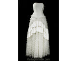 Size XXS White Prom Dress - Size 000 Evening Gown with Tiered Ruffle Skirt - 1950s 60s Debutante Strappy Cupcake Formal - Bust 29 to 30