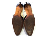 Size 8 Titanic Style Shoes - 1900s 1910s Inspired Heels from the 1950s - Dove Gray Suede & Black Patent Leather Slingbacks - 8N Narrow