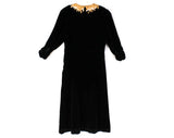 Size 8 1930s Dress - Beautiful Black Velvet Dress - Shabby Lace Collar - 30s Cocktail Party Frock - Depression Era Evening Wear - Bust 37