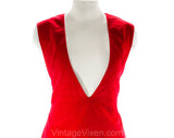 Size 6 Red Dress - 60s Sleeveless Jumper Style Sheath - Meant To Wear Over Shirt or Turtleneck - 1960s Scarlet Velveteen - Bust 35.5 - 50718