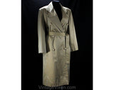 Size 12 Sharkskin Coat by Perry Ellis - Designer 1990s Double Breasted Tan Brown Chameleon Cotton Canvas - Trench Style Overcoat - Bust 42