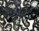 Couture Quality 1950s Hat - Black Beaded Soutache with Victorian Appeal - Velvet Ribbon - Illusion Lining - NWT Deadstock Toque Hat - 41307