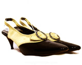 Size 8 Titanic Style Shoes - 1900s 1910s Inspired Heels from the 1950s - Dove Gray Suede & Black Patent Leather Slingbacks - 8N Narrow