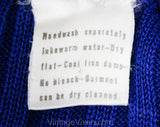 XS Royal Blue Sweater - Size 2 Short Sleeved Fine Cotton Cable Knit Top - Casual Polo Shirt - Bust 30 to 32 - European Label - Spring Summer