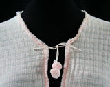 Small 1930s Bed Jacket - Size 6 Vanity Fair 30s Lingerie - Pink Wool Knit - Pom Pom Ties - Bolero Style Bedjacket Cardigan - Bust 34 - 42275