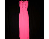 Size 6 Pink Nightgown - Flirty 60s Coral Pink Summer Nightie with Bohemian Embroidery - 1960s Summer Lounge Wear - Bust 33.5 - 39947-1