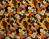 60s Mod Fabric - 1.6 Yards x 44.5 Inches - Orange Red Brown Black - Modernist 1960s Psychedelic Thin Summer Cotton Yardage - Fine Poplin