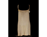 Size 8 1920s Chemise - Flapper Style Fleshtone Peach Jersey Knit Full Slip with Bandeau Bust - Authentic 20s Lingerie - Deadstock with Tag