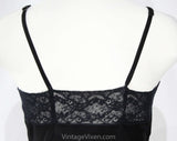 Size 2 1930s Rayon Slip - Black Bias Cut Negligee - 30s 40s Pin-Up Girl Full Slip with Lace Trim - 1940s Boudoir - Cold Rayon - Bust 34.5