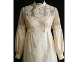 Size 6 Wedding Dress - 1960s Bow-Accented Empire Bridal Gown with Detachable Cathedral Train - Antique Style - NWT - Bust 34 - 31815-1