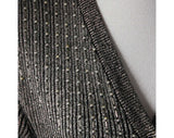Size 6 Sparkling 70s Silver & Black Knit Cardigan - 1970s Glamour - Excellent - V Neck - Button Front Sweater - Bust 34.5 - 36200-1