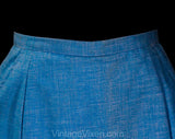 Size 4 Blue Mini Skirt with Turtles - 1960s Cotton Culotte - Small Cute 60s 70s Mod Skort with Pockets - Red Checked Appliques - Waist 24.5