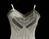 Size 4 Vintage Full Slip - 1950s Fleshtone Lingerie - 50s Pale Beige Fancy Slip - Sheer Nylon Bust & Pretty Lace - Luxite - Bust 33 - 50105