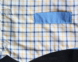 1950s Baby Boy's Blue Plaid Shirt & Short - Size 6 Months - Little Ricky - Boys Summer 50s Outfit - Waterproof Diaper Cover - 29811-1