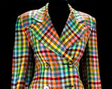 Size 8 Designer Jacket - Arabella Pollen Rainbow Tweed 90's Blazer - 1990s Suit Separates - Transparent Buttons - London Label - Bust 35