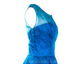 Fragile Size 8 1950s Cocktail Dress with Stardust Rhinestones - As Is Sapphire Blue Silk Organza - 50s Fit & Flare Skirt - Poor Condition