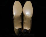 Size 7 1/2 1960s Shoes - Nude 60s Pumps - Neutral Beige Slick Vinyl - AA Width - Secretary Chic - Deadstock Heels - Cotillion Label - 7.5