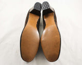 Size 9 Shoes - Brown Suede 1970s Pumps - Hip 60s 70s Faux Reptile Heels - Quality Sophisticated Hush Puppies - 70's NOS Deadstock - 9M
