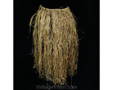 Authentic 1940s Hula Skirt - South Pacific WWII Hawaiian Souvenir Natural Summer Beach Grass with Knotwork - Medium Manafau - Waist 26 to 28