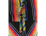 Size 4 Sun Dress - 1970s Chevron Rainbow Stripe - 70s Summer Festival Casual Chic - Saltillo Southwest Blanket Style - Bust 33.5 - 50716