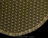 Embroidered Dining Tablecloth - Oval Shaped 59 x 128 Inches - Sheer Maize Yellow Nylon Organdy - 60s 70s Eyelet Style Embroidery - Scallops