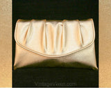 Disco Era Gold Envelope Purse - Formal Handbag - 1970s Evening Bag - Metallic Gold Vinyl Glamour - Lined In Taffeta - Pleated 70s Glamour