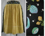 Large 1950s Apron - Kitsch Fruits Print with Towel & Oven Pads - Black Half Apron - Cute 50s Novelty Print - Size 6 to 18 - 30235-1