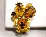 Glam 1950s Filigree Flower Earrings by 'Mistar Bijoux' - Clip On - Goldtone Metal & Citrine - 50s Bombshell - Stunning Glamour - 34701