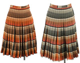 Size 6 Brown Plaid Skirt - Autumn Hued Wool 50s Pleated A-Line - Completely Reversible - 1950s Schoolgirl Toffee Tan Gray Black - Waist 26.5