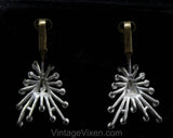 Hollycraft Atomic Necklace & Earrings Set - 50s 60s Mid Century Pendant Demi Parure - Silver Hue Metal - Space Age 1960s Bohemian Burst