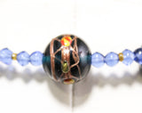 Venetian Glass Bead Necklace - 30s 40s 50s Art Glass Wedding Cake Beads - Rich Blue Emerald Green & Metallic Gold - Venice Italy Artisan