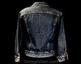 Size 12 1980s Guess Denim Jacket - Child's Preteen Boy Jean Street Wear - Dark Blue Cotton - Georges Marciano Question Mark Logo - Bust 35.5