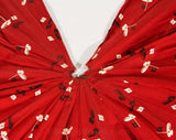 30s Novelty Print Fabric Scraps - 1930s Scarlet Red Golf Theme Rayon - Golfing Tee Sports Scenes - Panels From An Authentic 30's Umbrella