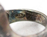 Size 5 Sterling Ring - Large Victorian Edwardian Revival Style - 1960s 70s Ornate Ring with Aqua Blue Stone & Marcasite 1900s Filigree Look